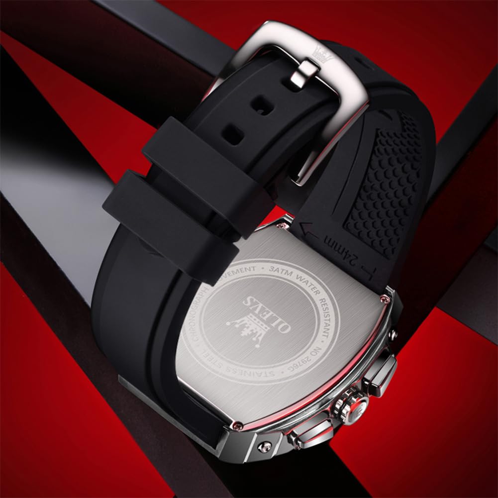 OLEVS Mens Watches Stylish Chronograph Waterproof Luminous Silicon Strap Multifunction Watches for Men Business White Men Wrist Watch