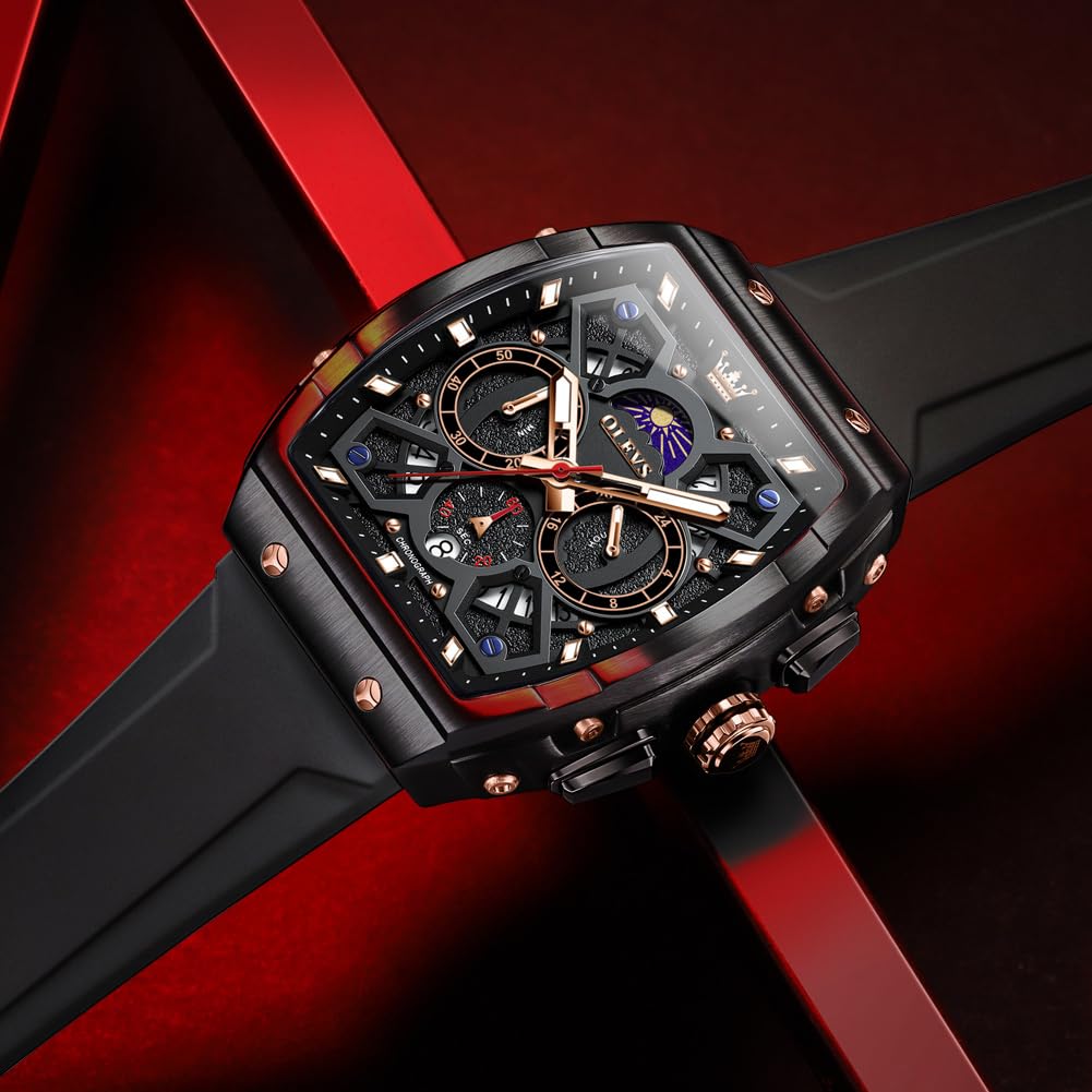 OLEVS Mens Watches Stylish Chronograph Waterproof Luminous Silicon Strap Multifunction Watches for Men Business White Men Wrist Watch