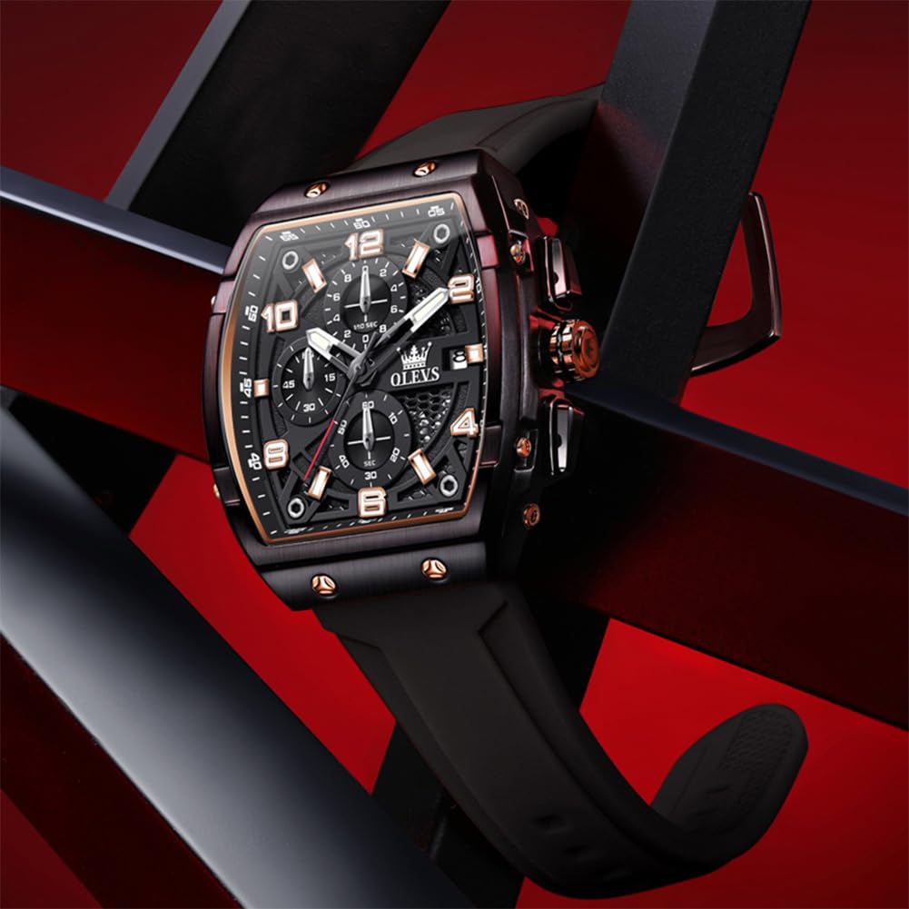 OLEVS Mens Watches Stylish Chronograph Waterproof Luminous Silicon Strap Multifunction Watches for Men Business White Men Wrist Watch