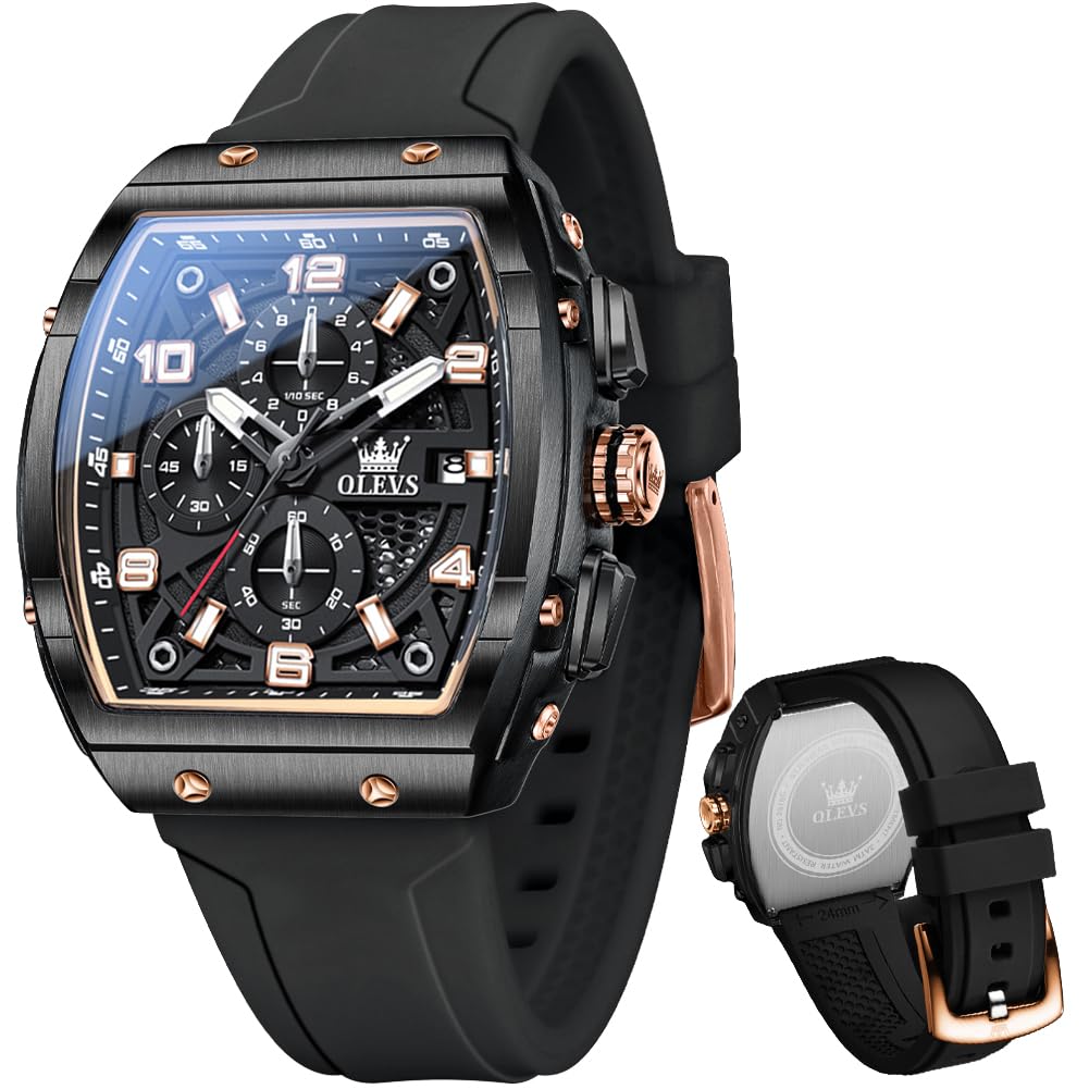 OLEVS Mens Watches Stylish Chronograph Waterproof Luminous Silicon Strap Multifunction Watches for Men Business White Men Wrist Watch
