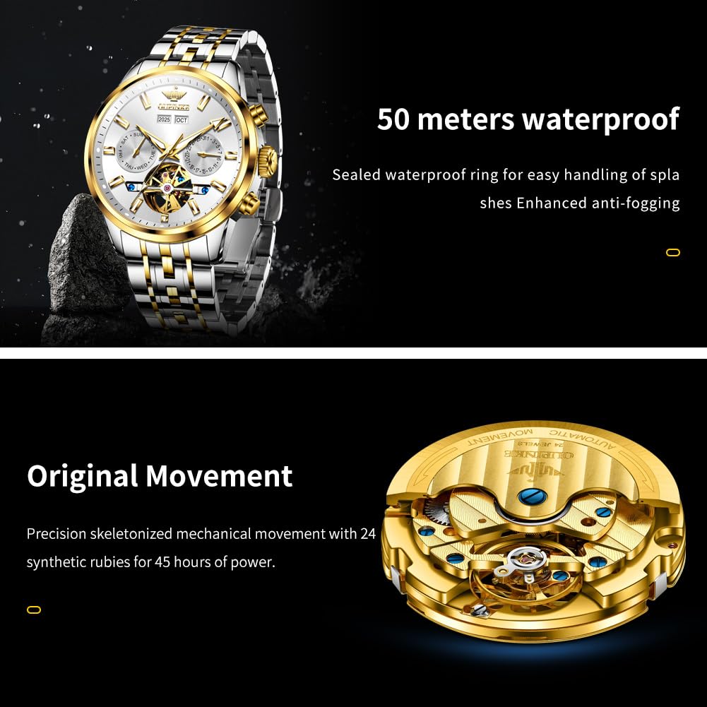 OLEVS Mens Watches Stylish Chronograph Waterproof Luminous Silicon Strap Multifunction Watches for Men Business White Men Wrist Watch