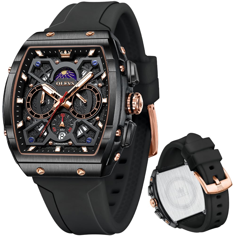 OLEVS Mens Watches Stylish Chronograph Waterproof Luminous Silicon Strap Multifunction Watches for Men Business White Men Wrist Watch