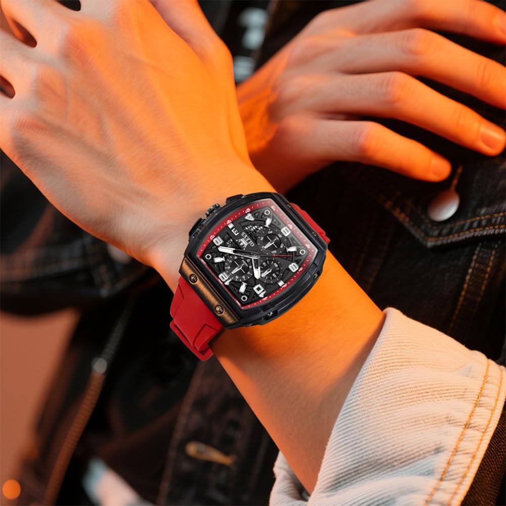 OLEVS Mens Watches Stylish Chronograph Waterproof Luminous Silicon Strap Multifunction Watches for Men Business White Men Wrist Watch