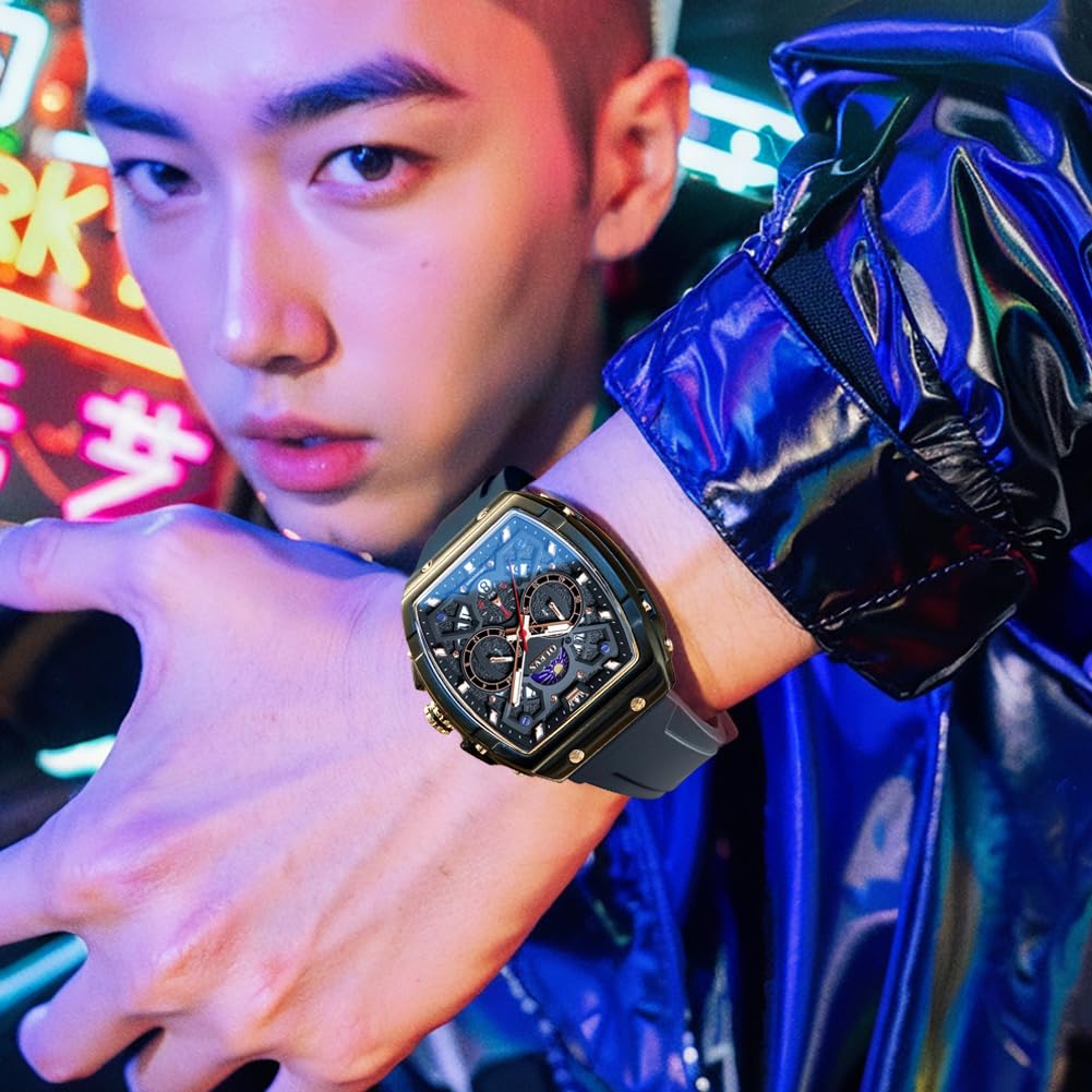 OLEVS Mens Watches Stylish Chronograph Waterproof Luminous Silicon Strap Multifunction Watches for Men Business White Men Wrist Watch