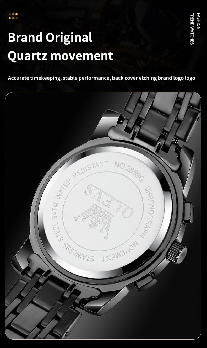 OLEVS Watches Men Waterproof Luxury Big Face Mens Watch Stainless Steel Quartz Analog Dress Watches for Men Luminous Multifunction Man Watch Relojes De Hombre