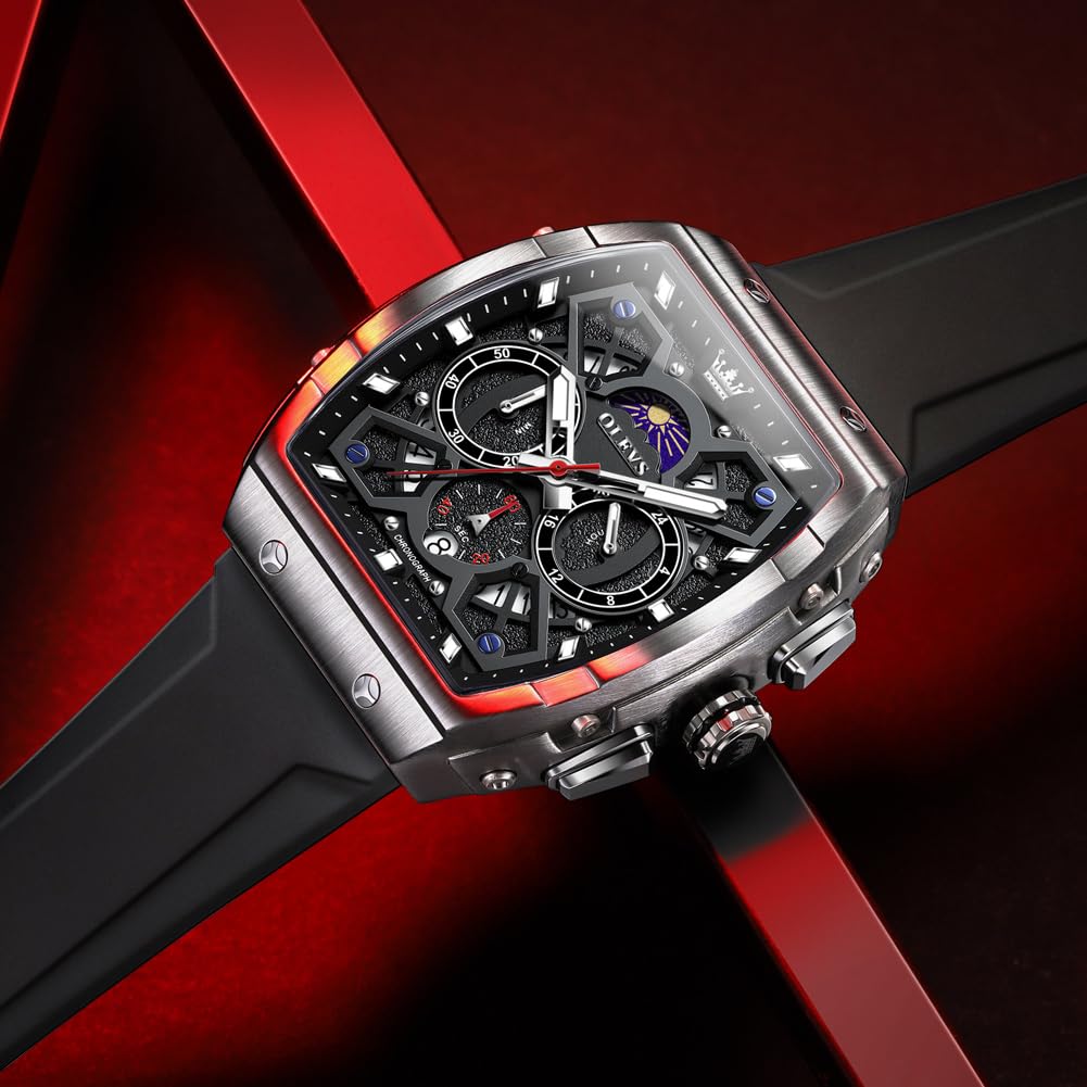 OLEVS Mens Watches Stylish Chronograph Waterproof Luminous Silicon Strap Multifunction Watches for Men Business White Men Wrist Watch