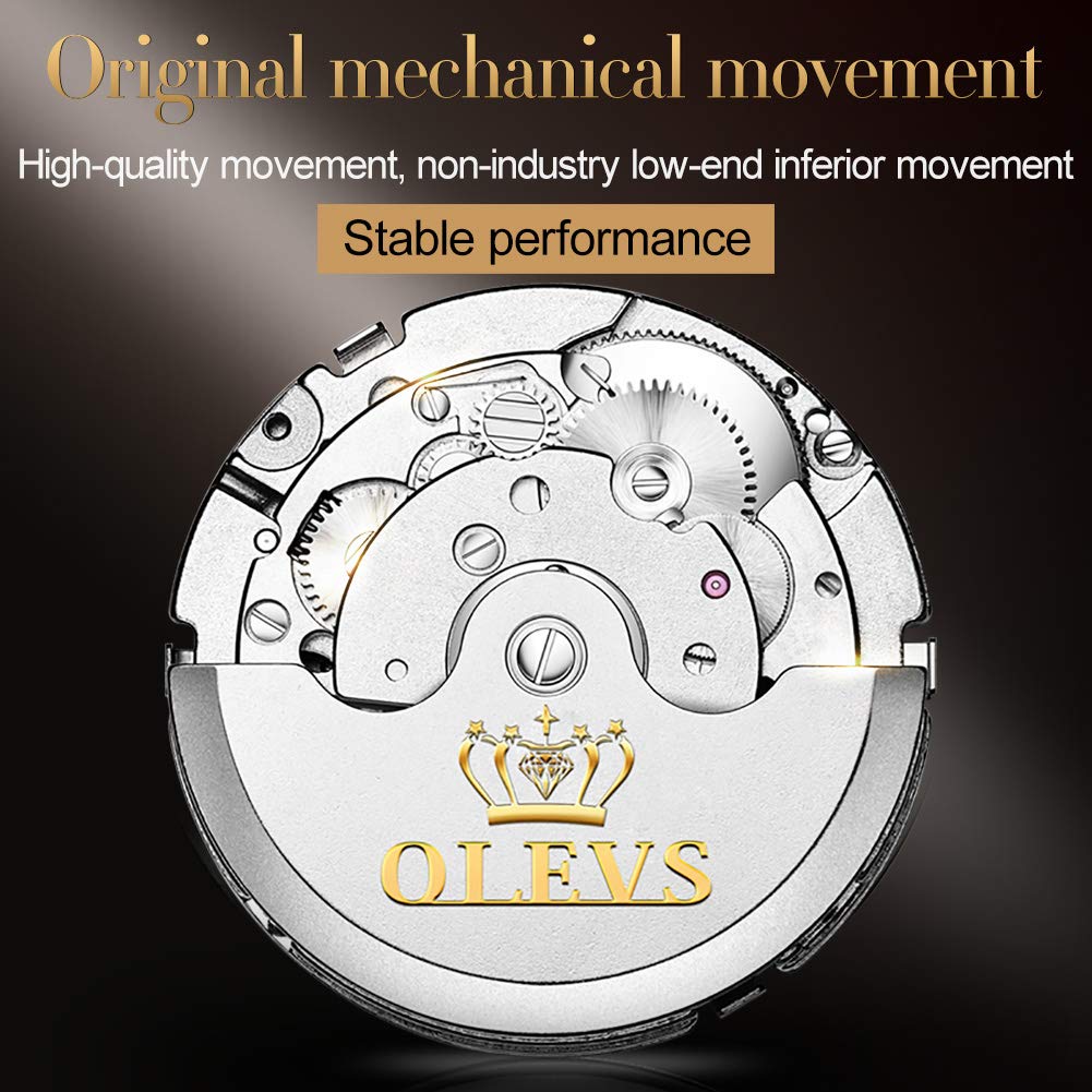 OLEVS Self Winding Watches for Men Automatic Mechanical Tourbillon Stainless Steel Waterproof Luminous Luxury Dress Wrist Watches