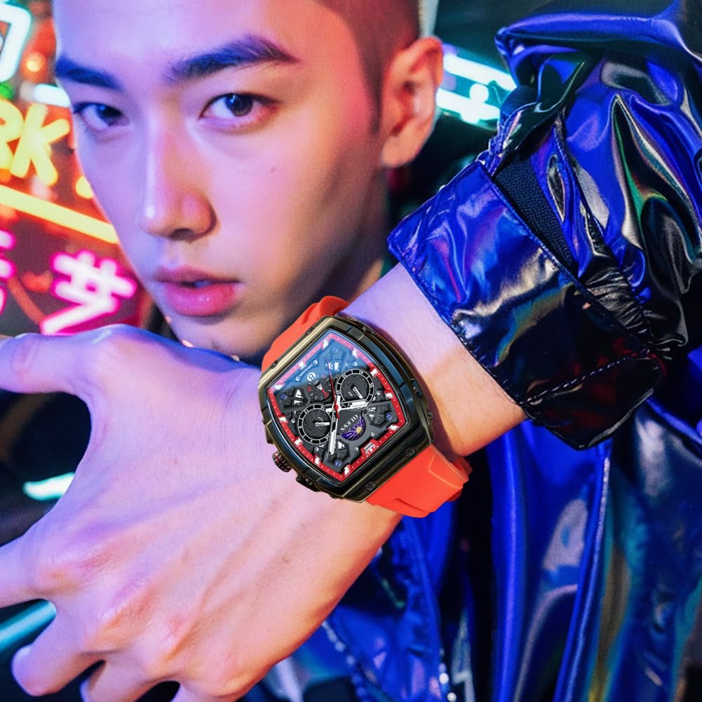 OLEVS Mens Watches Stylish Chronograph Waterproof Luminous Silicon Strap Multifunction Watches for Men Business White Men Wrist Watch