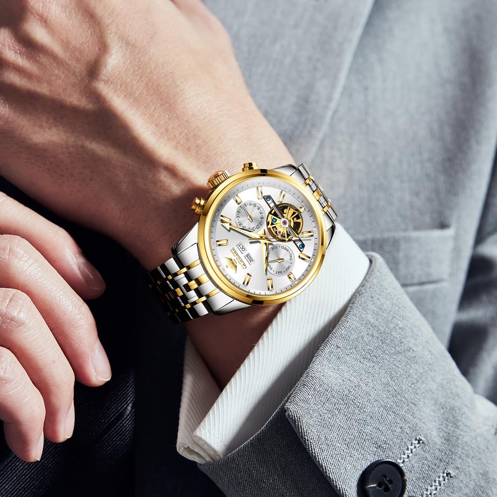 OLEVS Mens Watches Stylish Chronograph Waterproof Luminous Silicon Strap Multifunction Watches for Men Business White Men Wrist Watch