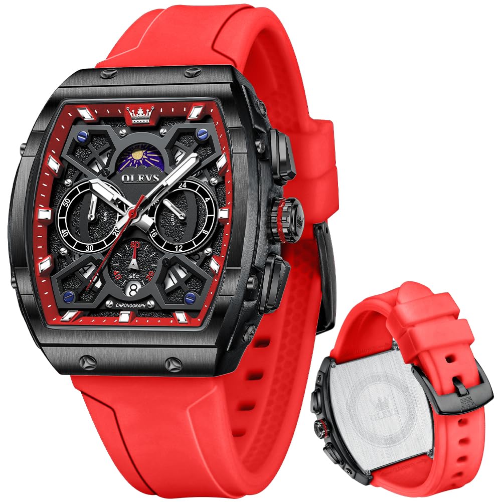 OLEVS Mens Watches Stylish Chronograph Waterproof Luminous Silicon Strap Multifunction Watches for Men Business White Men Wrist Watch