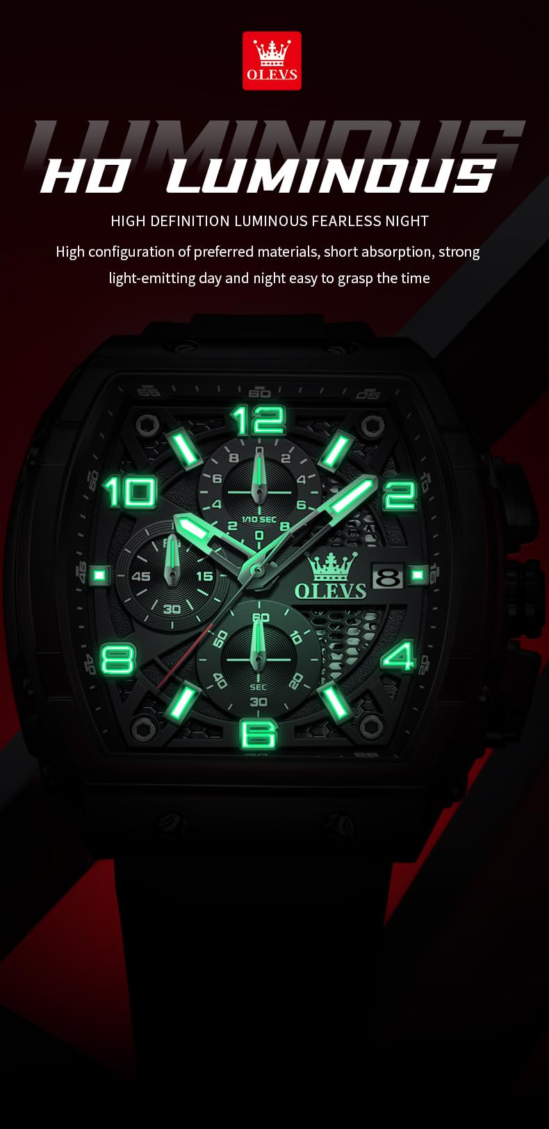 OLEVS Mens Watches Stylish Chronograph Waterproof Luminous Silicon Strap Multifunction Watches for Men Business White Men Wrist Watch