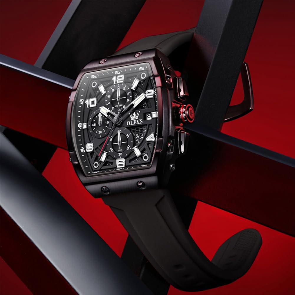 OLEVS Mens Watches Stylish Chronograph Waterproof Luminous Silicon Strap Multifunction Watches for Men Business White Men Wrist Watch