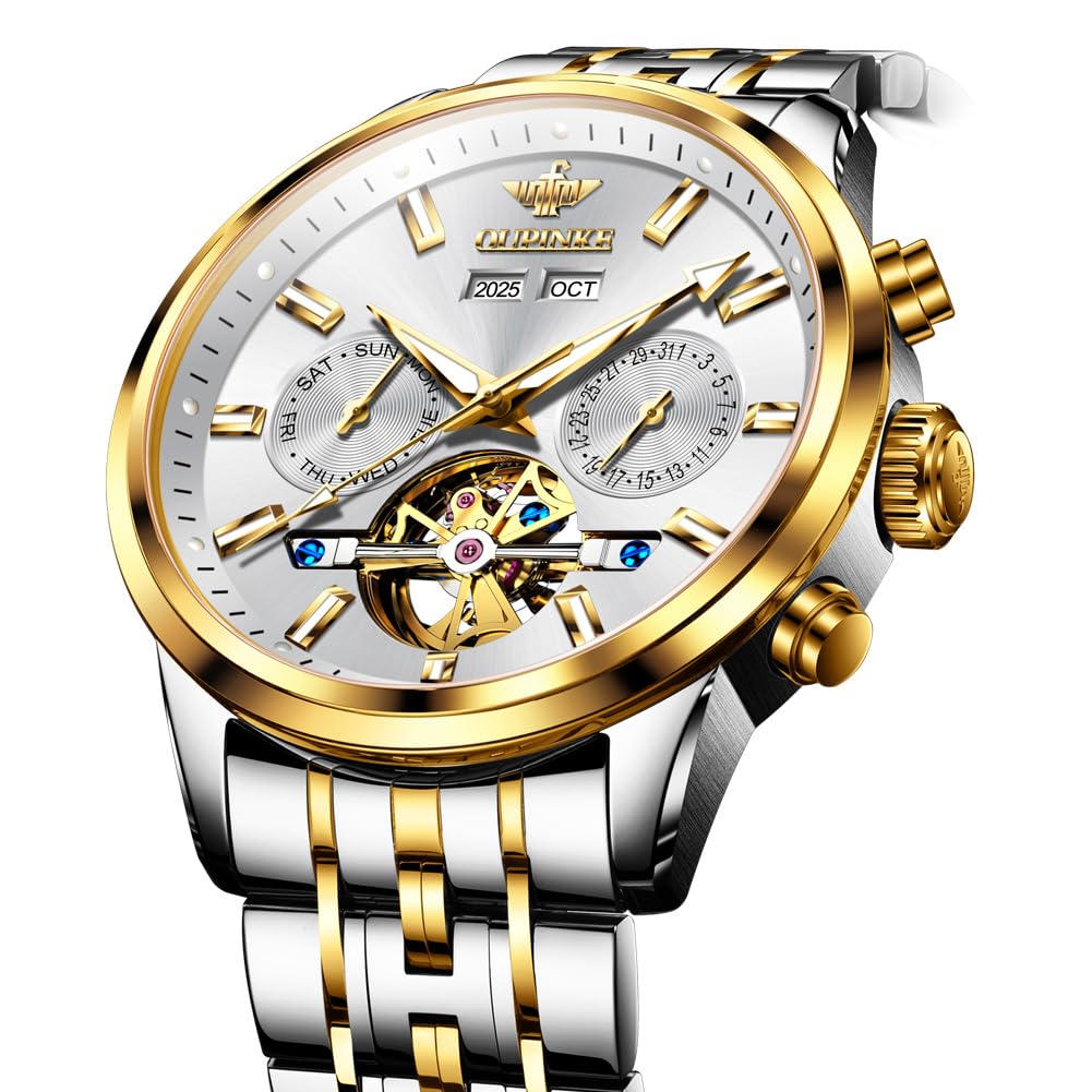 OLEVS Mens Watches Stylish Chronograph Waterproof Luminous Silicon Strap Multifunction Watches for Men Business White Men Wrist Watch