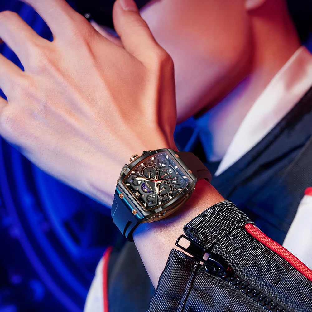 OLEVS Mens Watches Stylish Chronograph Waterproof Luminous Silicon Strap Multifunction Watches for Men Business White Men Wrist Watch