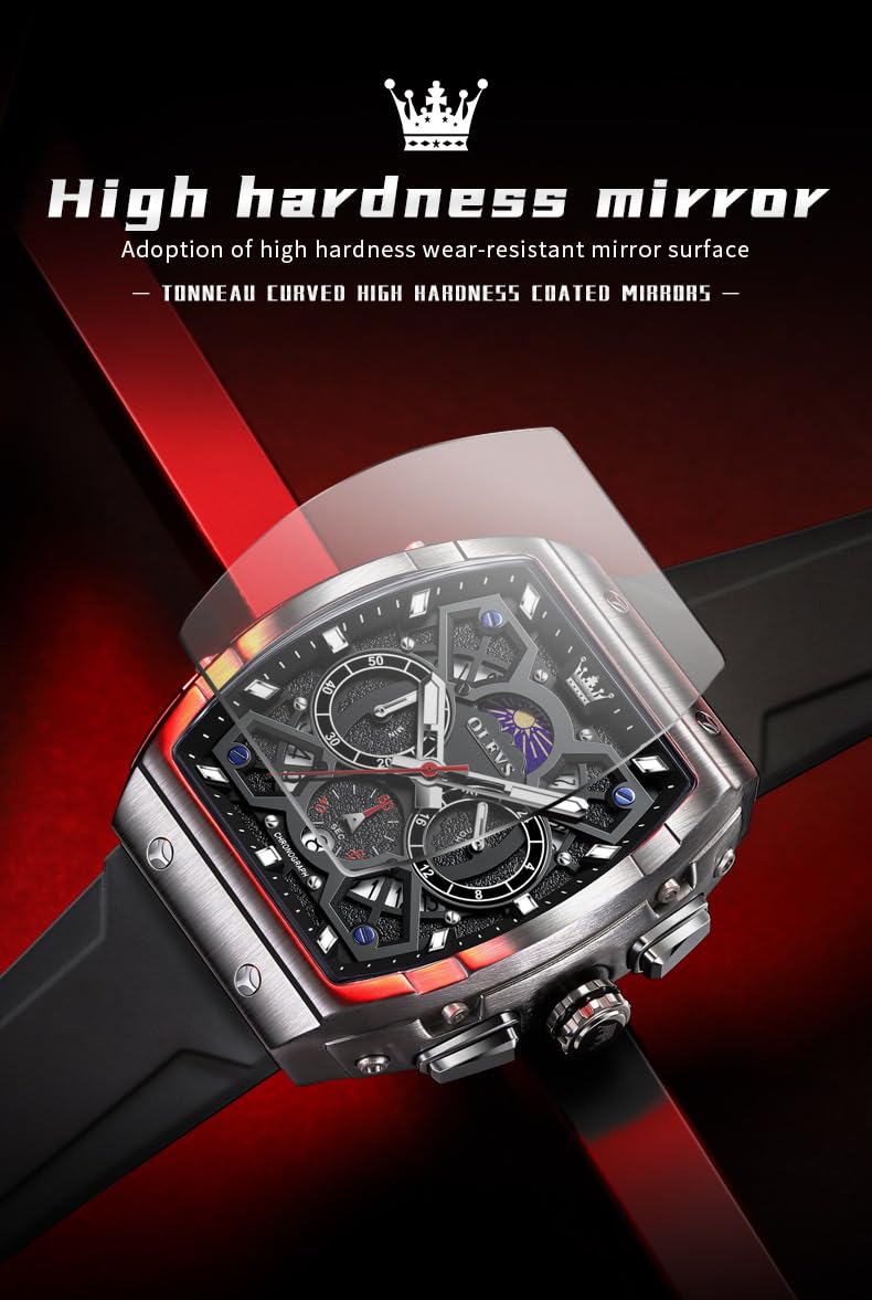 OLEVS Mens Watches Stylish Chronograph Waterproof Luminous Silicon Strap Multifunction Watches for Men Business White Men Wrist Watch