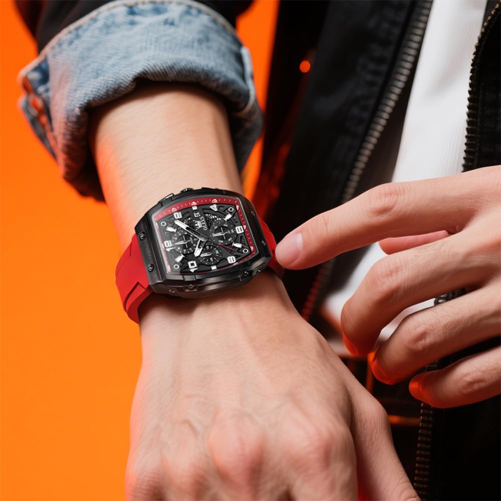 OLEVS Mens Watches Stylish Chronograph Waterproof Luminous Silicon Strap Multifunction Watches for Men Business White Men Wrist Watch