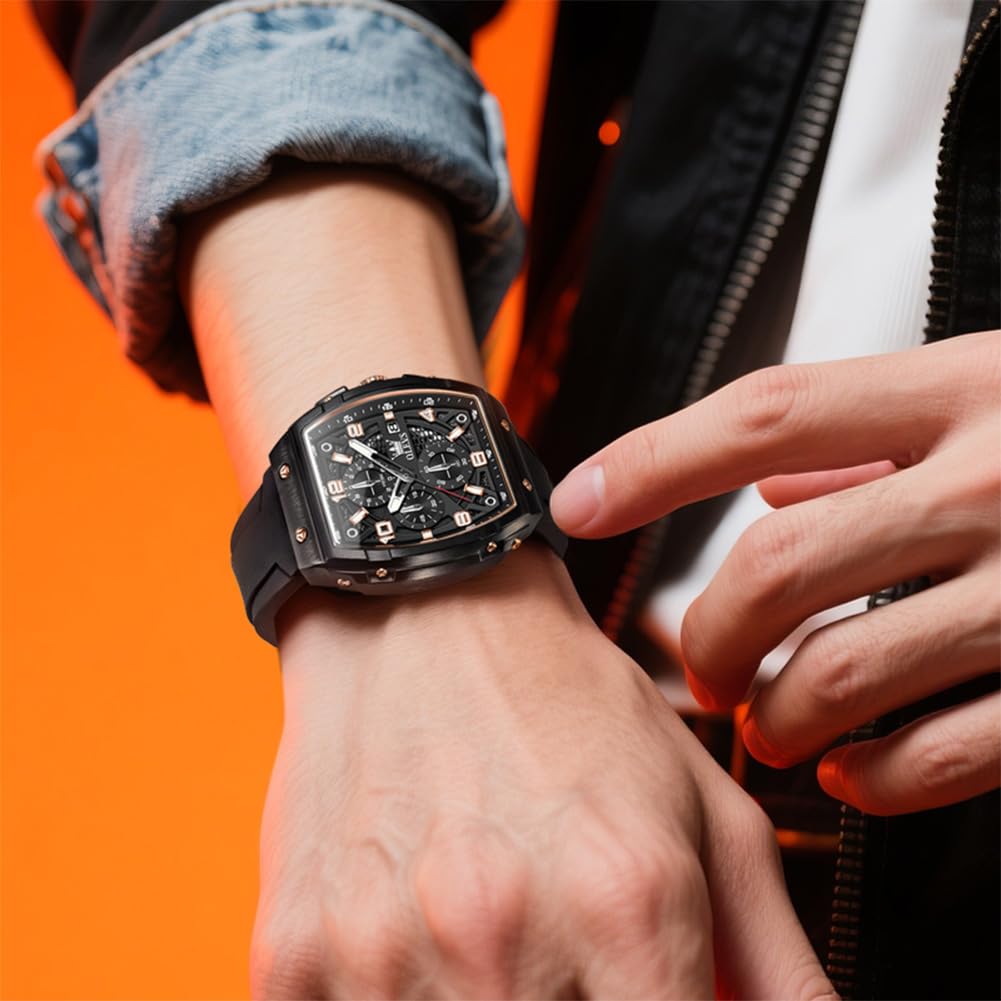 OLEVS Mens Watches Stylish Chronograph Waterproof Luminous Silicon Strap Multifunction Watches for Men Business White Men Wrist Watch