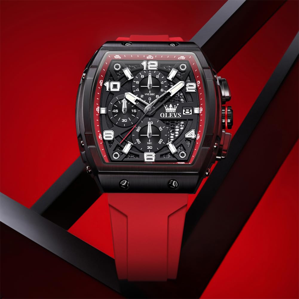 OLEVS Mens Watches Stylish Chronograph Waterproof Luminous Silicon Strap Multifunction Watches for Men Business White Men Wrist Watch