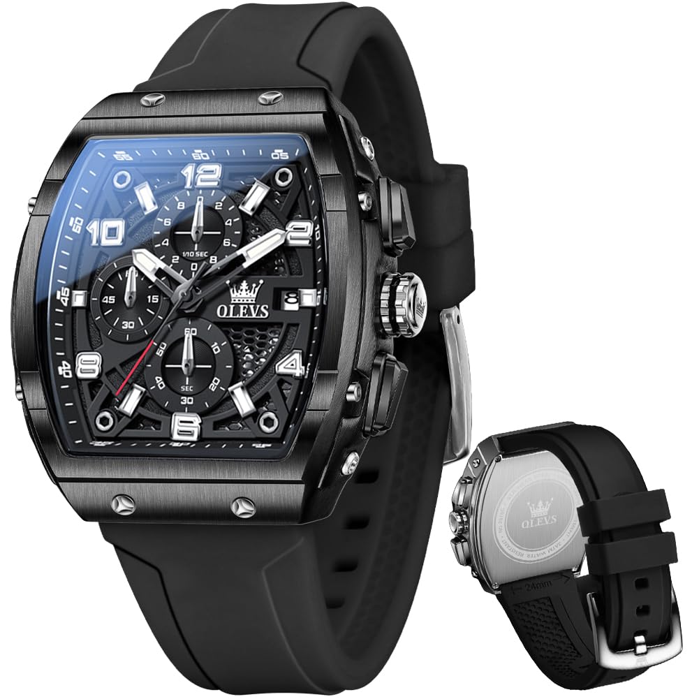 OLEVS Mens Watches Stylish Chronograph Waterproof Luminous Silicon Strap Multifunction Watches for Men Business White Men Wrist Watch