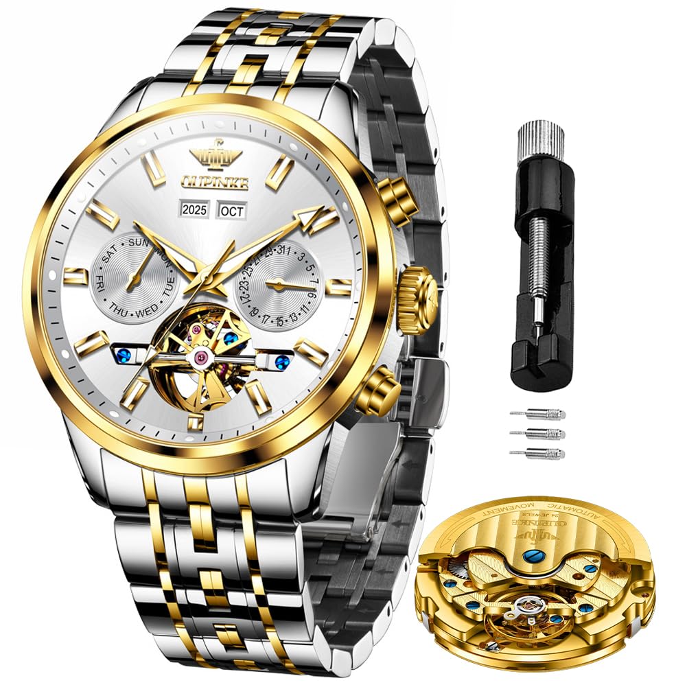 OLEVS Mens Watches Stylish Chronograph Waterproof Luminous Silicon Strap Multifunction Watches for Men Business White Men Wrist Watch