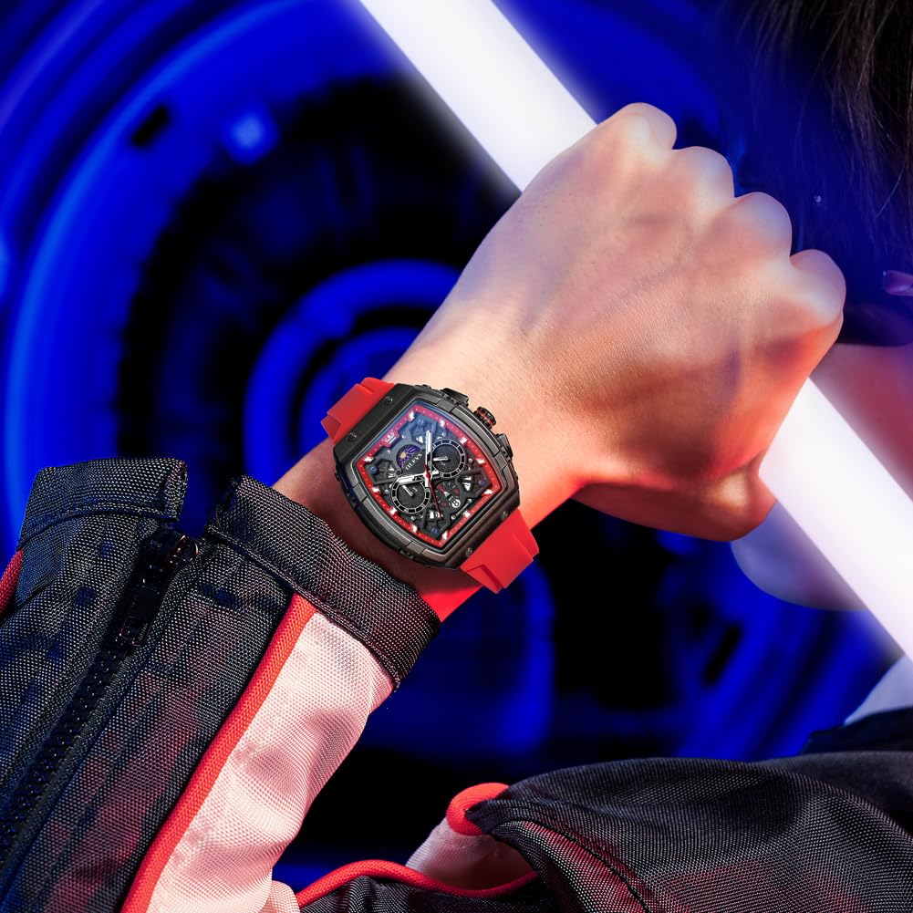 OLEVS Mens Watches Stylish Chronograph Waterproof Luminous Silicon Strap Multifunction Watches for Men Business White Men Wrist Watch