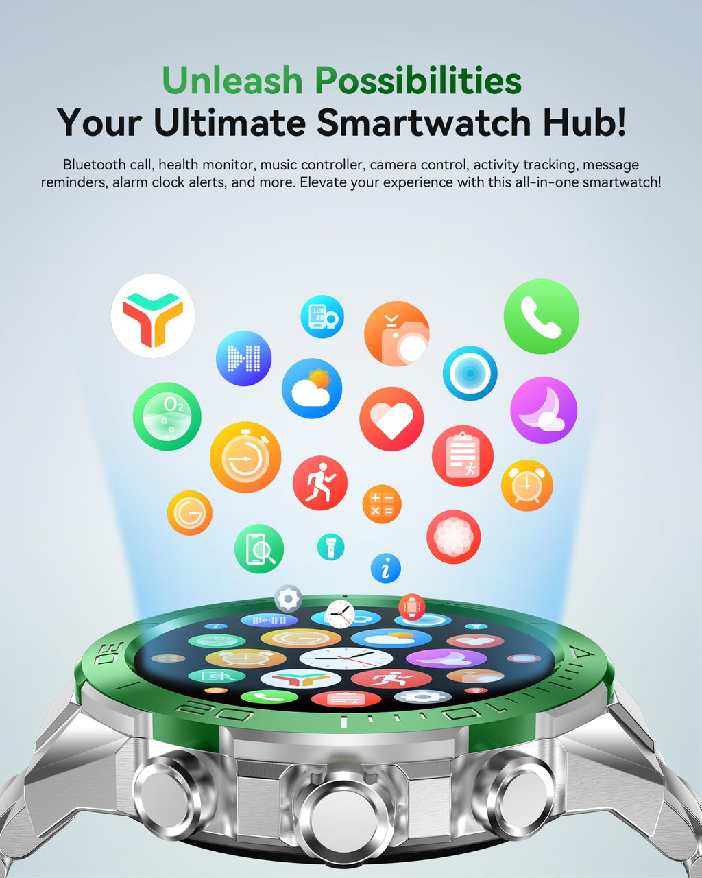 Smart Watch for Men Answer/Make Call for Android iPhone, 1.43" AMOLED HD Screen Mens Luxury Watch, 400mAh Heavy Duty Smartwatch Heart Rate Blood Oxygen Blood Pressure Sleep Monitor Pedometer, 2 Straps