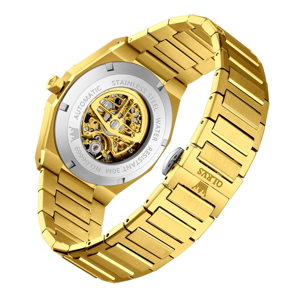 OLEVS Self Winding Watches for Men Automatic Mechanical Tourbillon Stainless Steel Waterproof Luminous Luxury Dress Wrist Watches